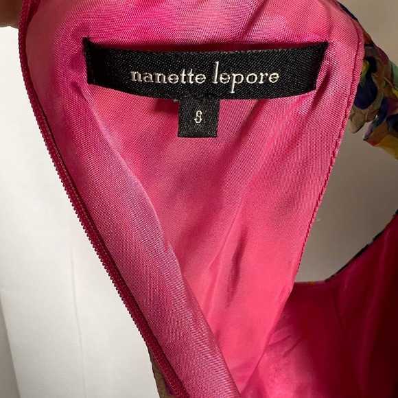 Nanette Lepore Multicolored Bright Raindrop Print A-Line Dress 8 Pink Orange - Picture 8 of 11